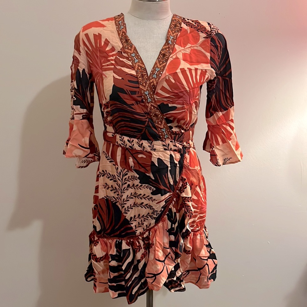 Farm rio wrap mini dress